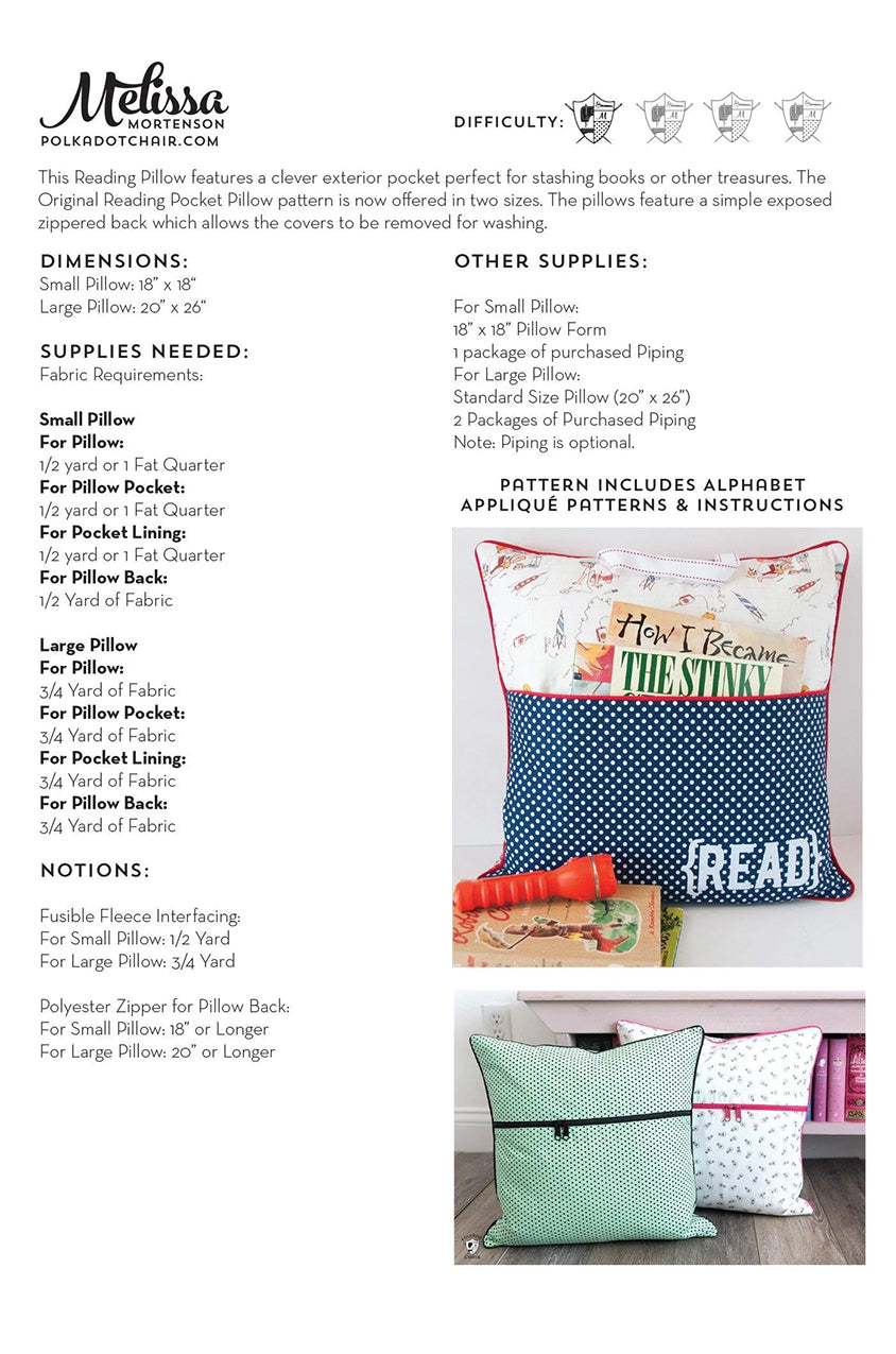 Melissa Mortenson Reading Pillow Pattern