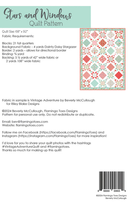BEVERLEY MCCULLOUGH- Stars and Windows Quilt Pattern, MOQ 3Each(s)